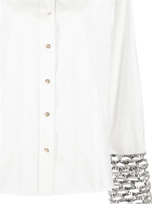 Poplin shirt with sequined mesh cuffs Forte forte | 120403057